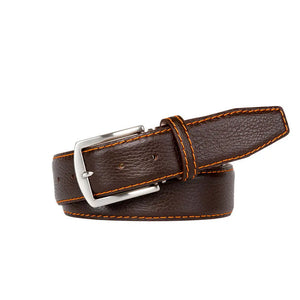 Brown Italian Pebble Grain Belt by Roger Ximenez handmade in Miami
