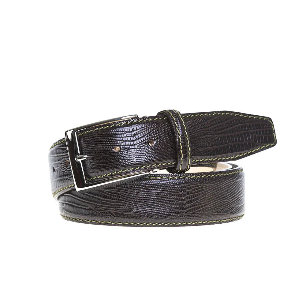 Brown textured leather belt for golf and statement style