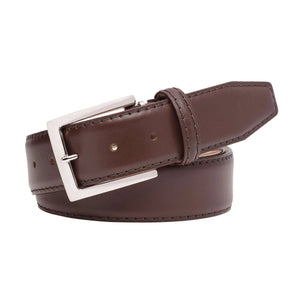 Brown Italian calf leather belt for golf and dress style