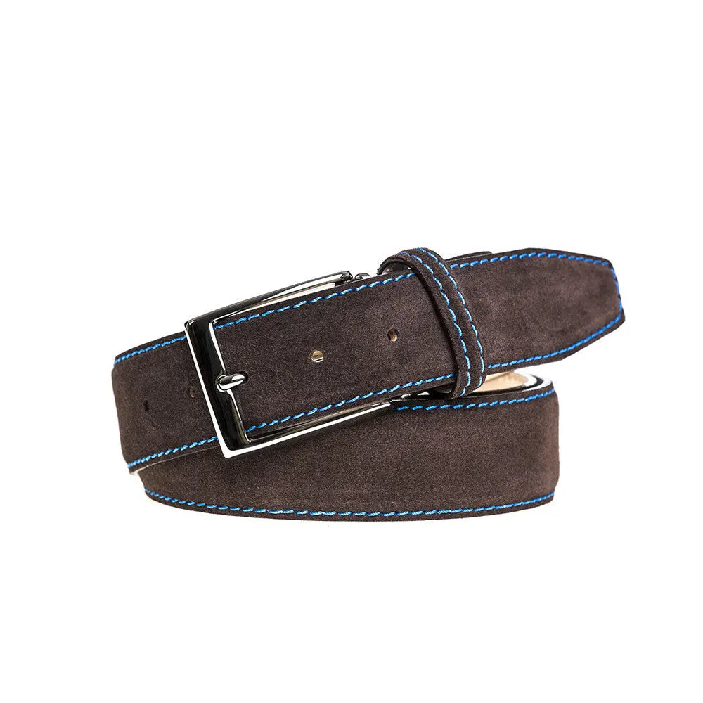 Roger Ximenez brown custom suede belt with bespoke sizing options