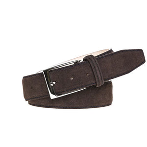 Men's brown suede belt for golf and business casual style