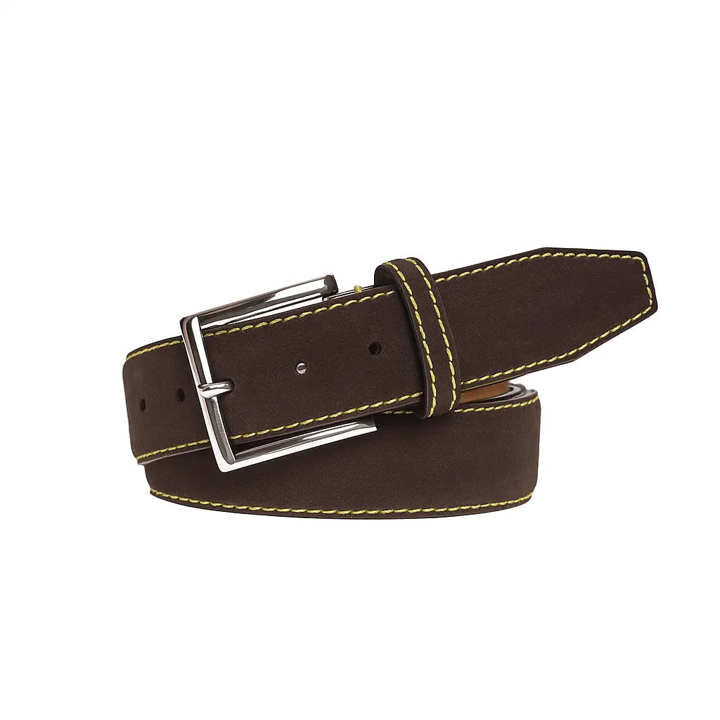 Roger Ximenez genuine suede belt in brown leather finish