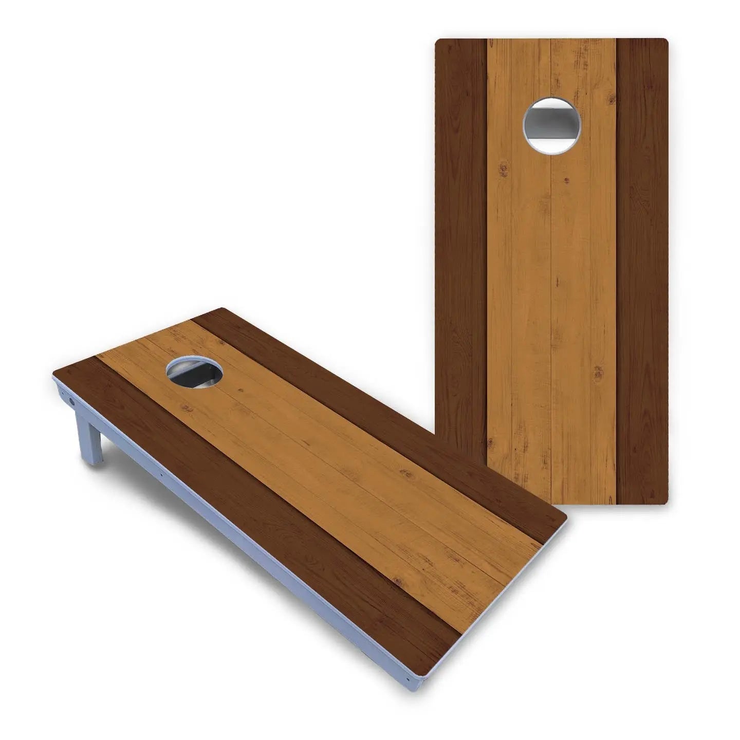 Brown Two Tone Planks Cornhole Boards - All Weather Series Cornhole Solutions