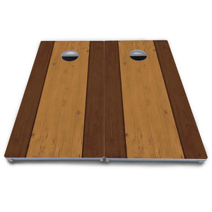 Brown Two Tone Planks Cornhole Boards - All Weather Series Cornhole Solutions