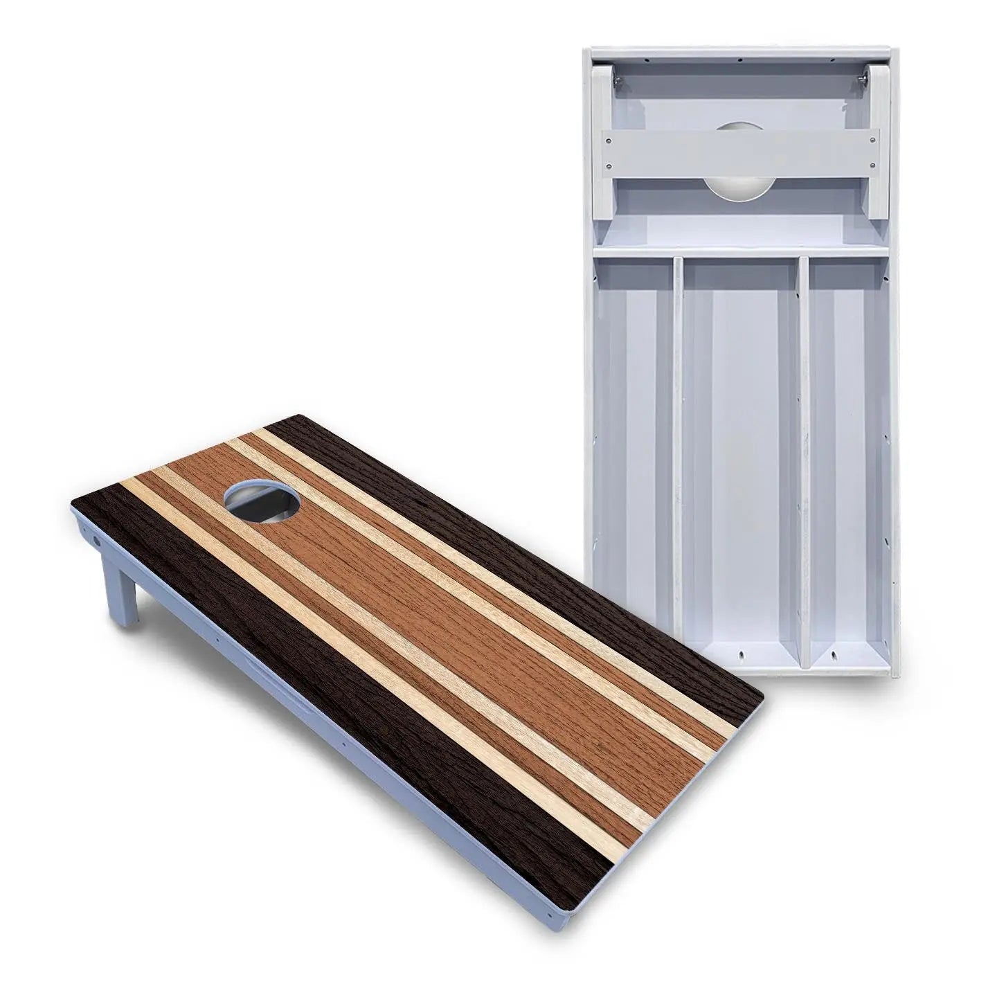 Brown Two Tone Stripes Cornhole Boards - All Weather Series Cornhole Solutions