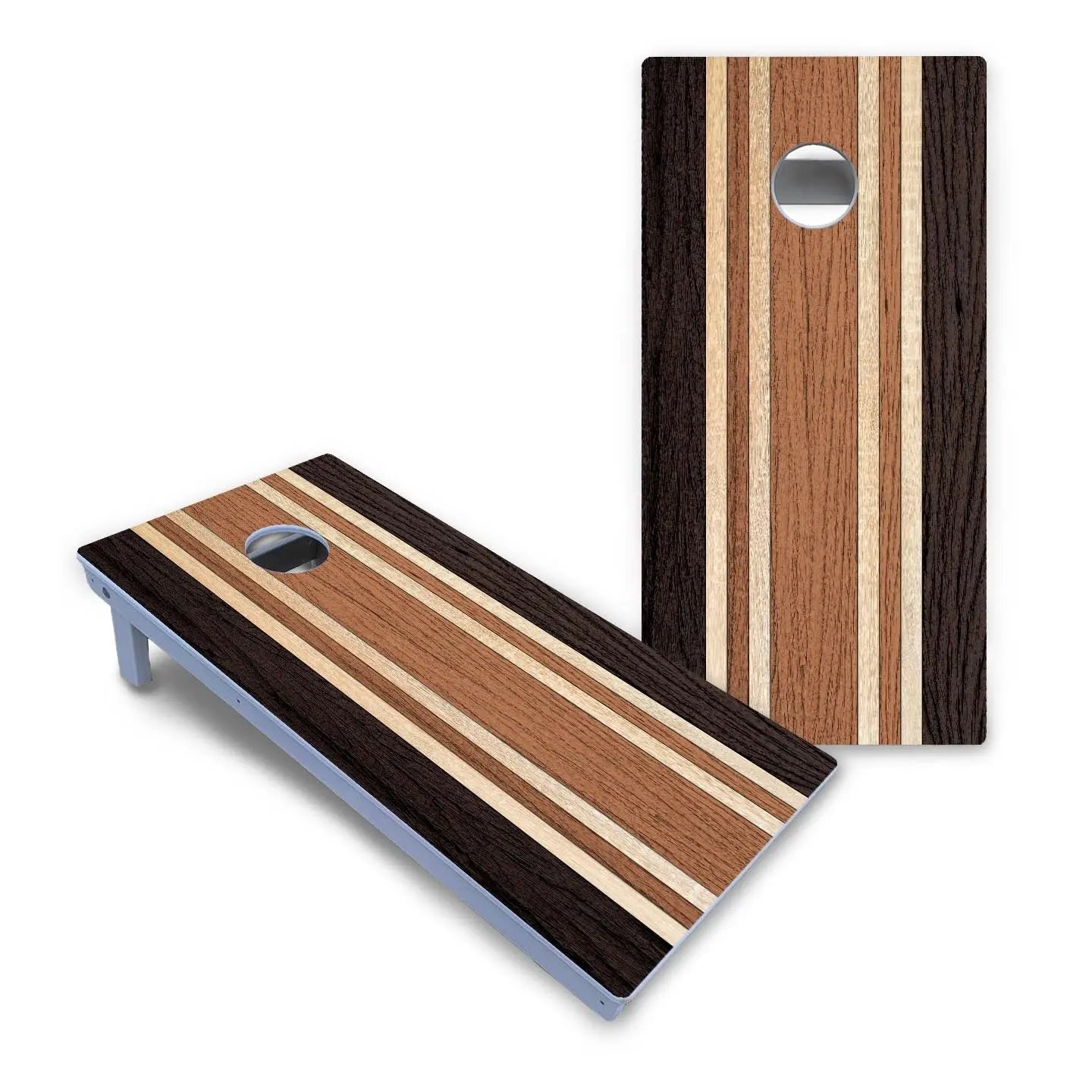 Brown Two Tone Stripes Cornhole Boards - All Weather Series Cornhole Solutions