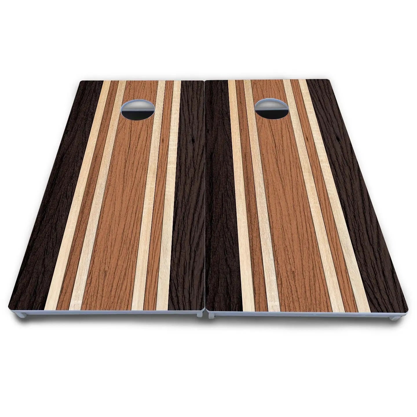 Brown Two Tone Stripes Cornhole Boards - All Weather Series Cornhole Solutions
