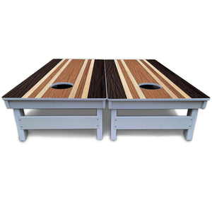 Brown Two Tone Stripes Cornhole Boards - All Weather Series Cornhole Solutions