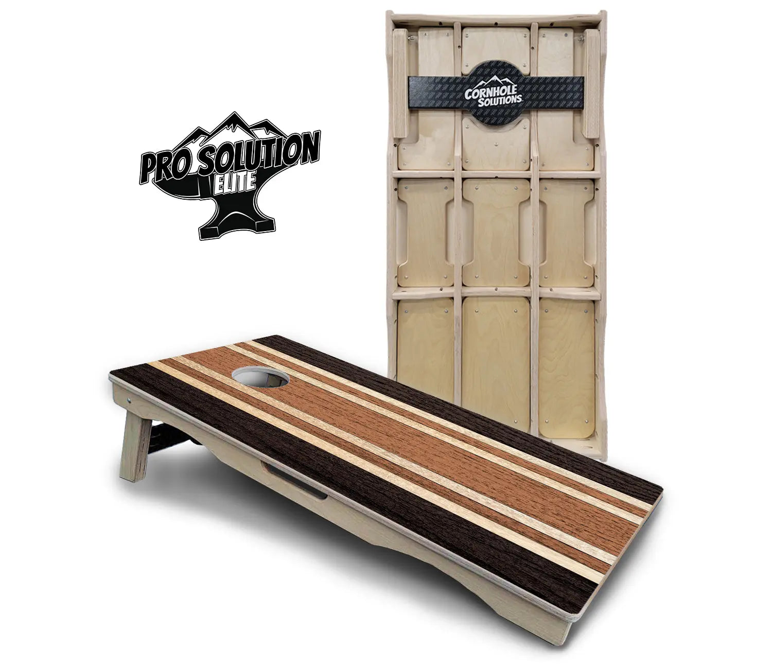 Brown Two Tone Stripes Cornhole Boards - Pro Solution Elite Series Cornhole Solutions