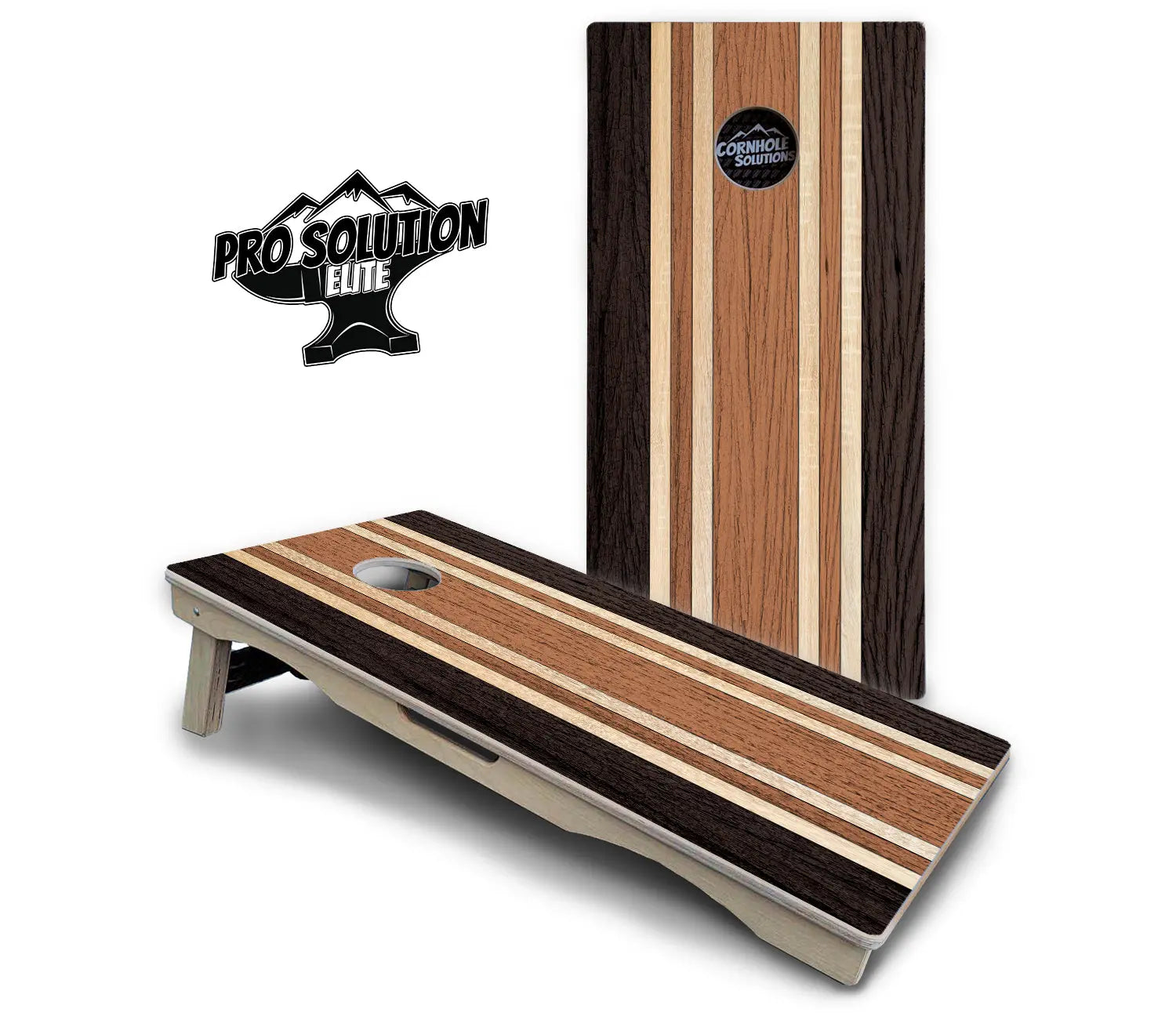 Brown Two Tone Stripes Cornhole Boards - Pro Solution Elite Series Cornhole Solutions