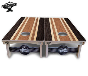 Brown Two Tone Stripes Cornhole Boards - Pro Solution Elite Series Cornhole Solutions