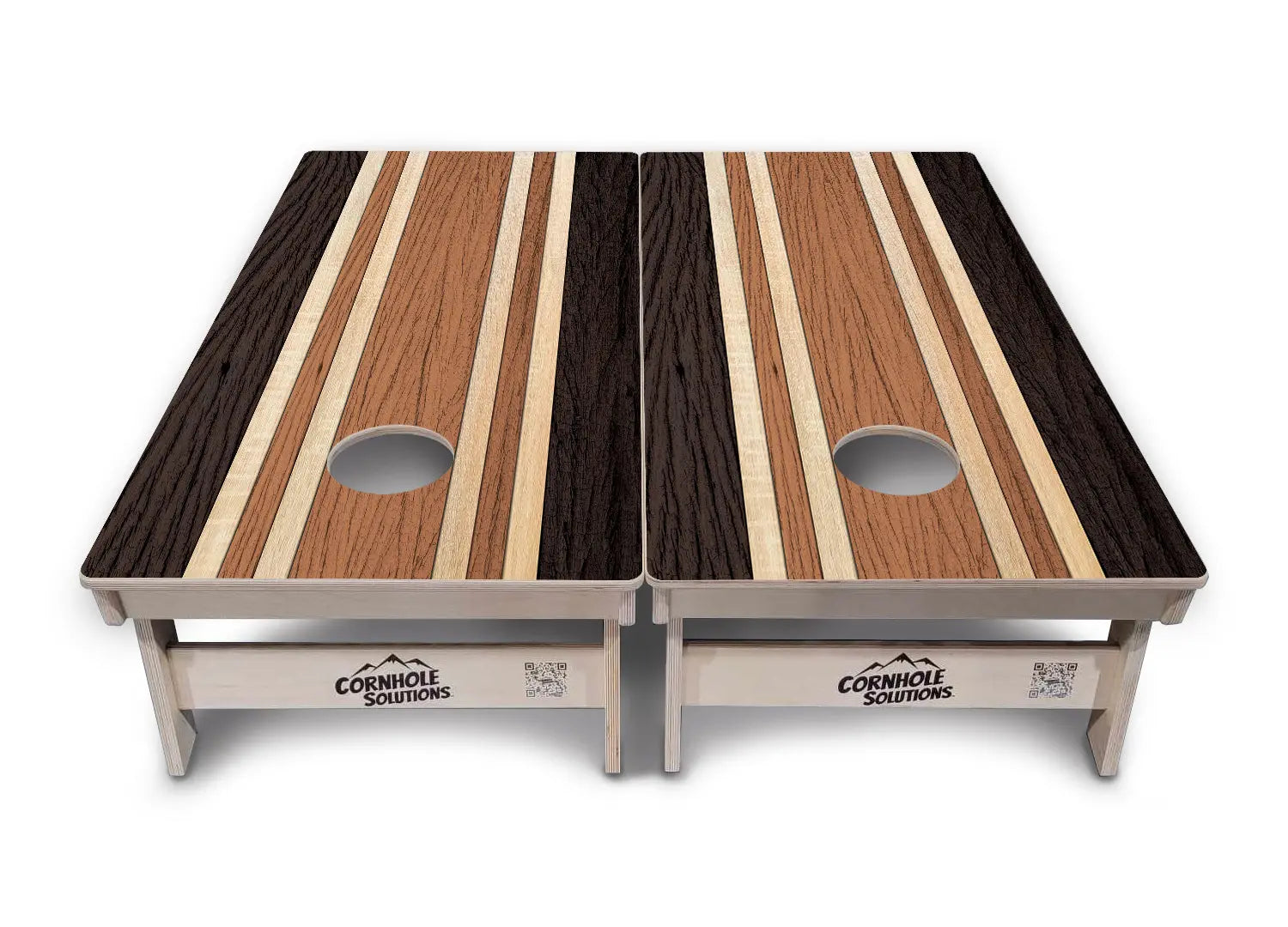 Brown Two Tone Stripes Cornhole Boards - Professional Tournament Series Cornhole Solutions