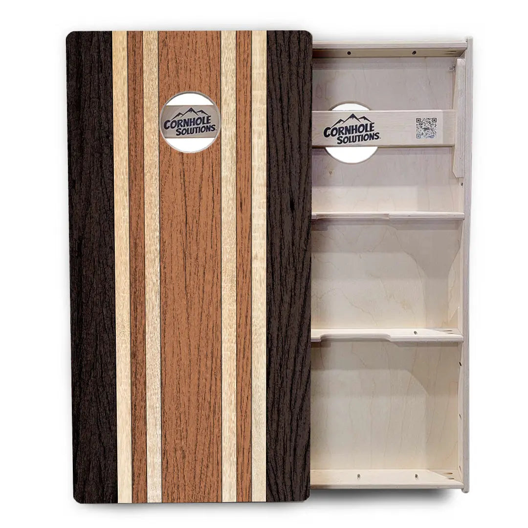 Brown Two Tone Stripes Cornhole Boards - Professional Tournament Series Cornhole Solutions