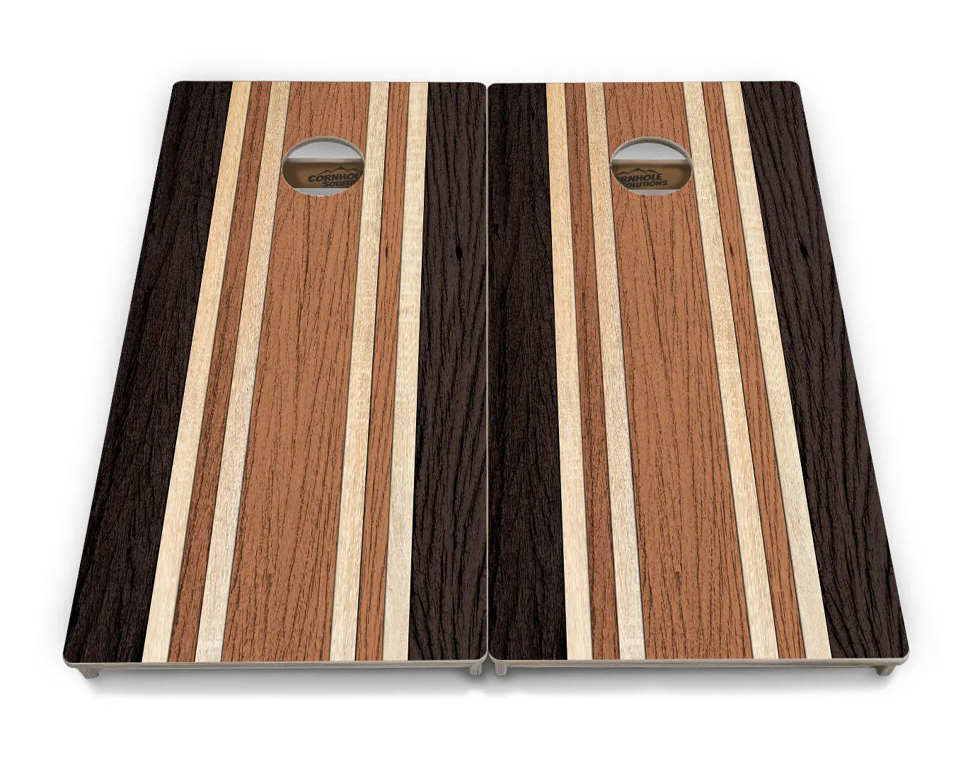 Brown Two Tone Stripes Cornhole Boards - Professional Tournament Series Cornhole Solutions