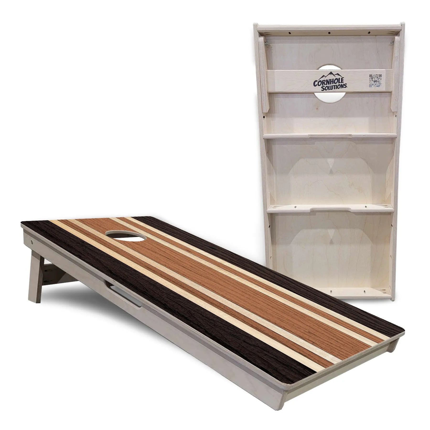 Brown Two Tone Stripes Cornhole Boards - Professional Tournament Series Cornhole Solutions