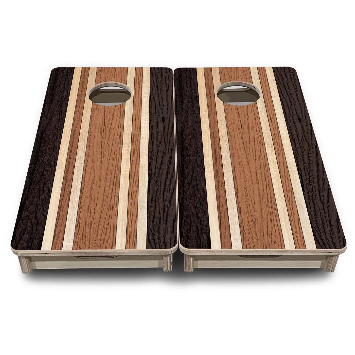 Brown Two Tone Stripes - Mini or Vacation Size Cornhole Boards Cornhole Solutions