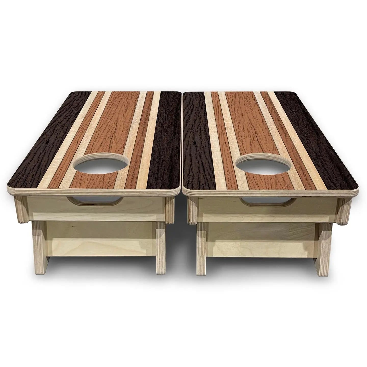 Brown Two Tone Stripes - Mini or Vacation Size Cornhole Boards Cornhole Solutions