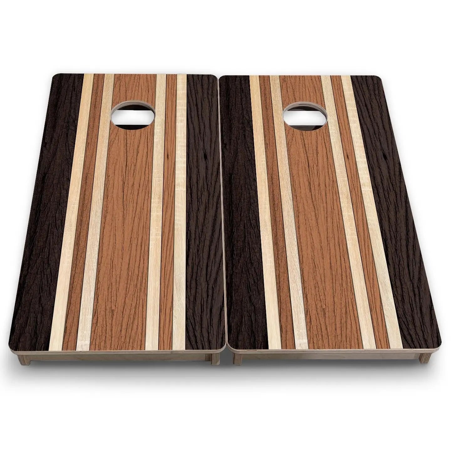 Brown Two Tone Stripes - Mini or Vacation Size Cornhole Boards Cornhole Solutions