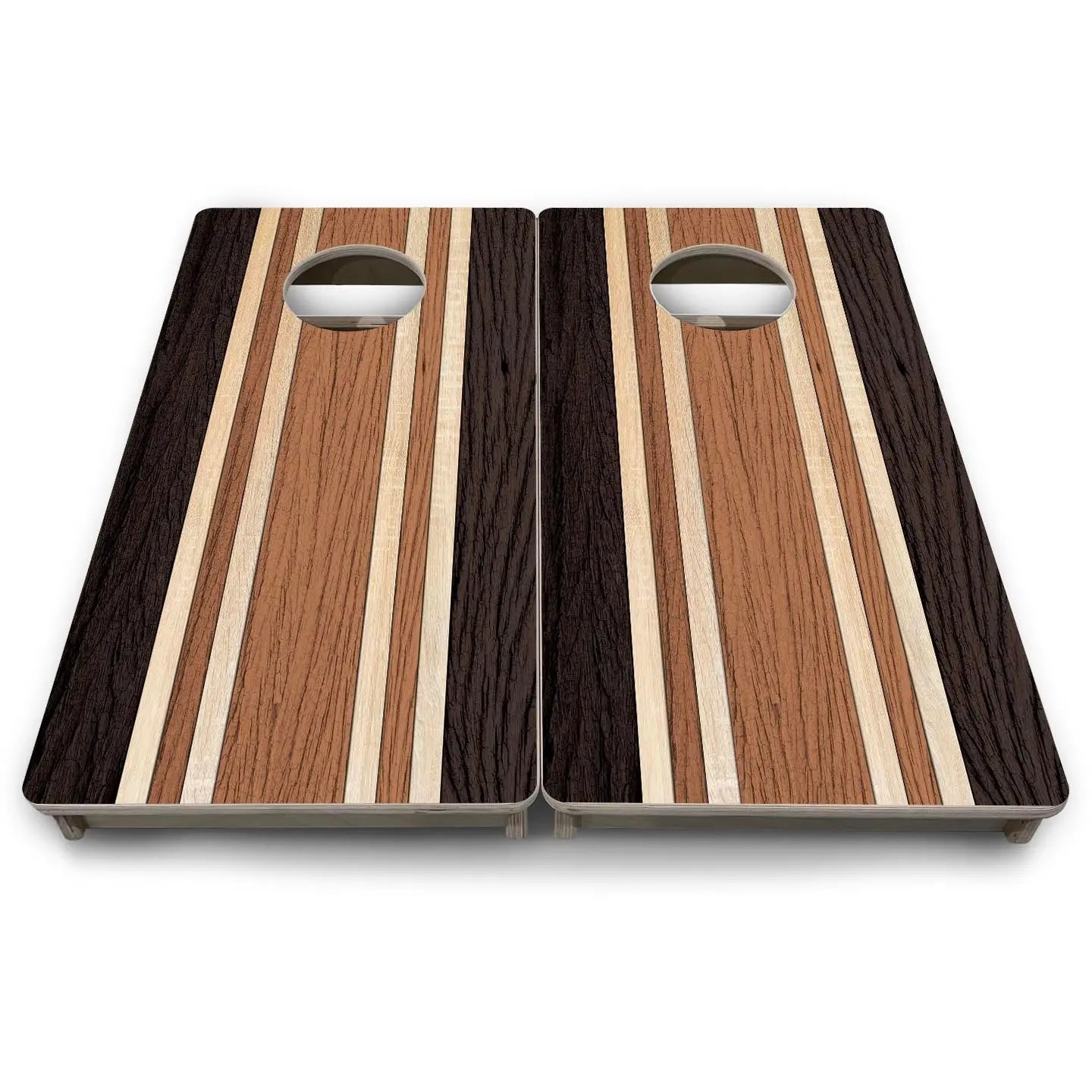Brown Two Tone Stripes - Mini or Vacation Size Cornhole Boards Cornhole Solutions