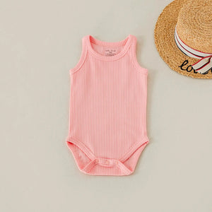 Bubble Gum Ribbed Organic Cotton Baby Onesie Nola Tawk
