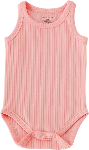 Bubble Gum Ribbed Organic Cotton Baby Onesie Nola Tawk