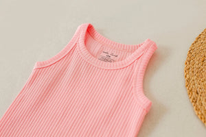 Bubble Gum Ribbed Organic Cotton Baby Onesie Nola Tawk