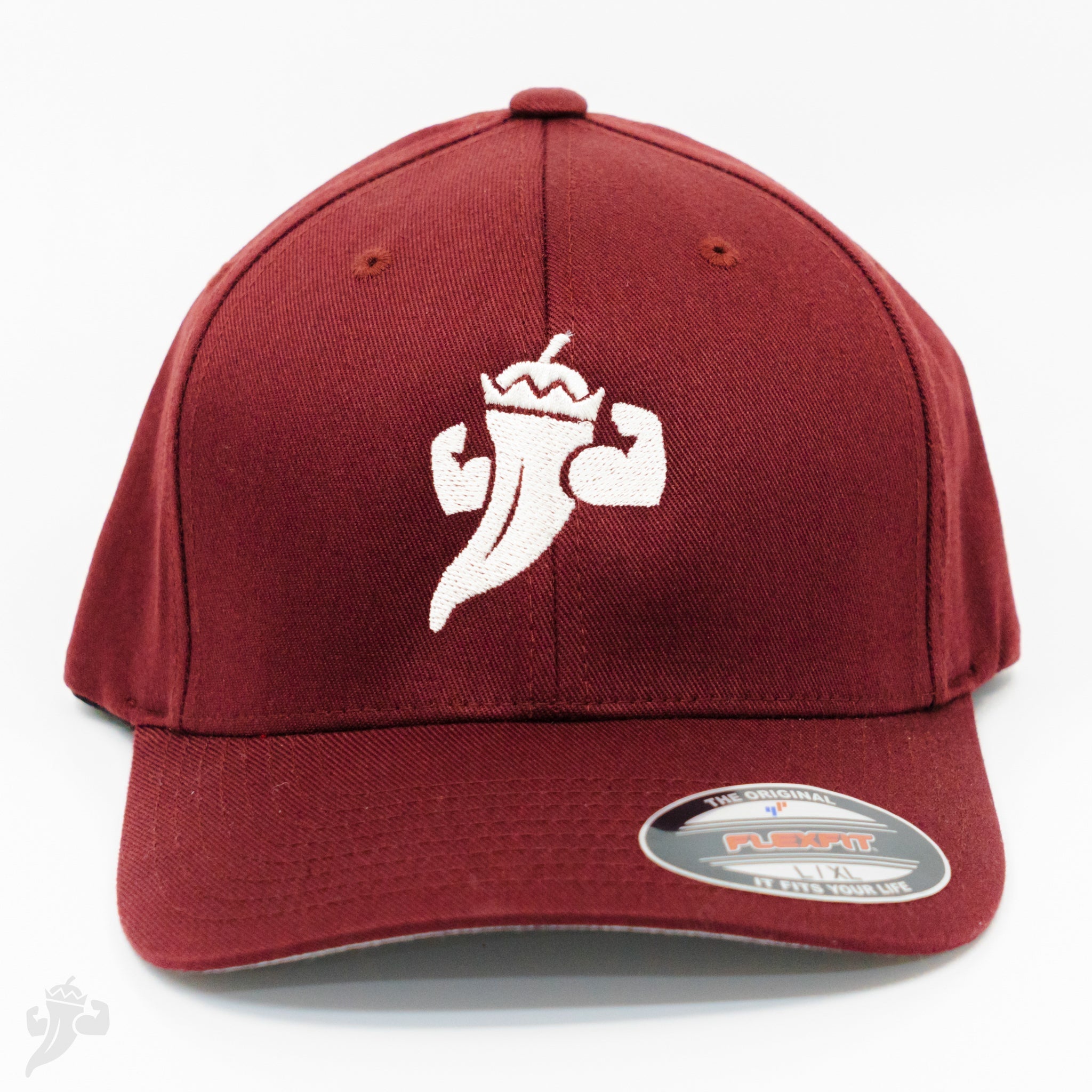 L/XL Flex Fit Burgundy Pepper Hat by Powerful Pepper Company, Southern food gift main product photo