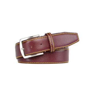 Burgundy French Pebble Grain Belt by Roger Ximenez handmade in Miami