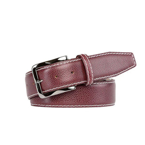 French pebble grain belt with custom stitching detail