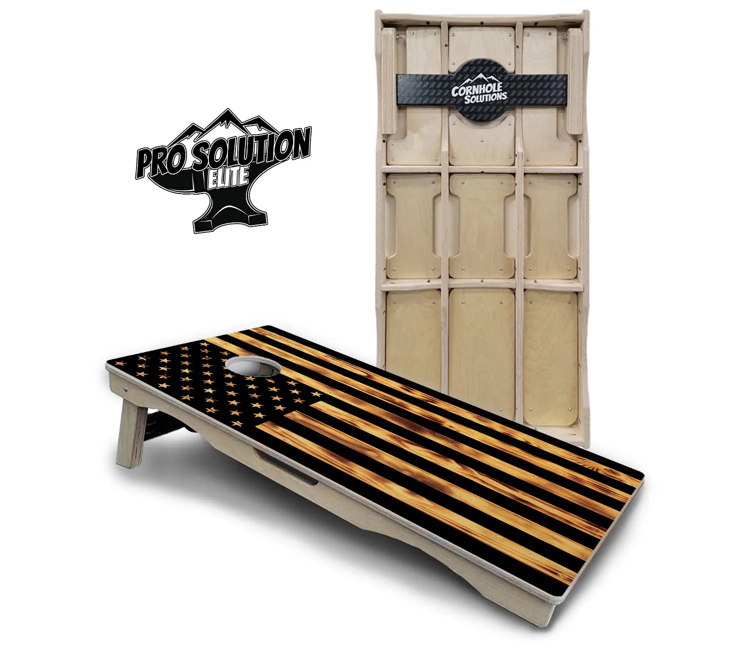 Burnt Rustic Flag Cornhole Boards - Pro Solution Elite Series Cornhole Solutions