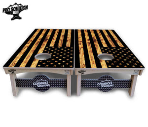 Burnt Rustic Flag Cornhole Boards - Pro Solution Elite Series Cornhole Solutions