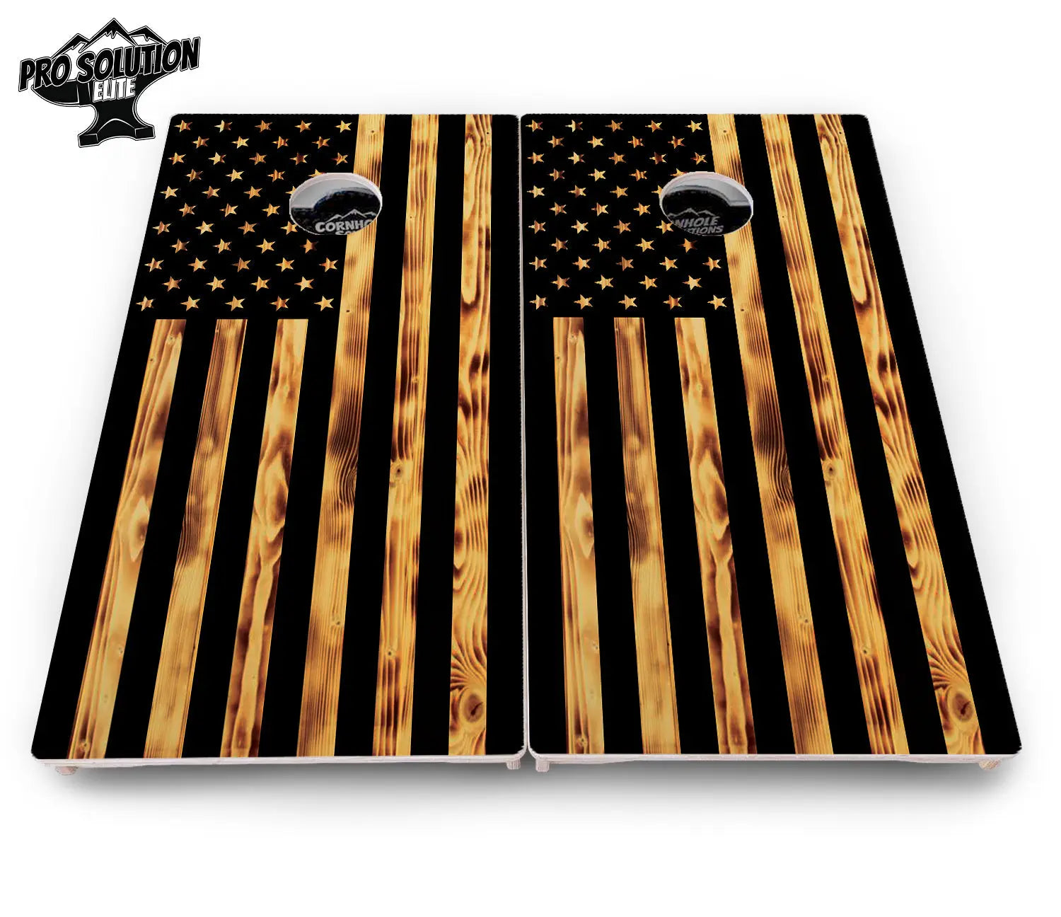 Burnt Rustic Flag Cornhole Boards - Pro Solution Elite Series Cornhole Solutions