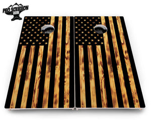 Burnt Rustic Flag Cornhole Boards - Pro Solution Elite Series Cornhole Solutions