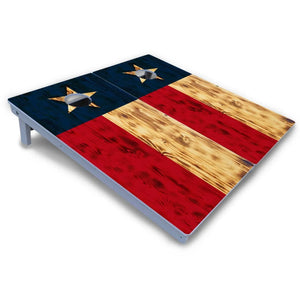 Burnt Texas Flag Cornhole Boards - All Weather Series Cornhole Solutions