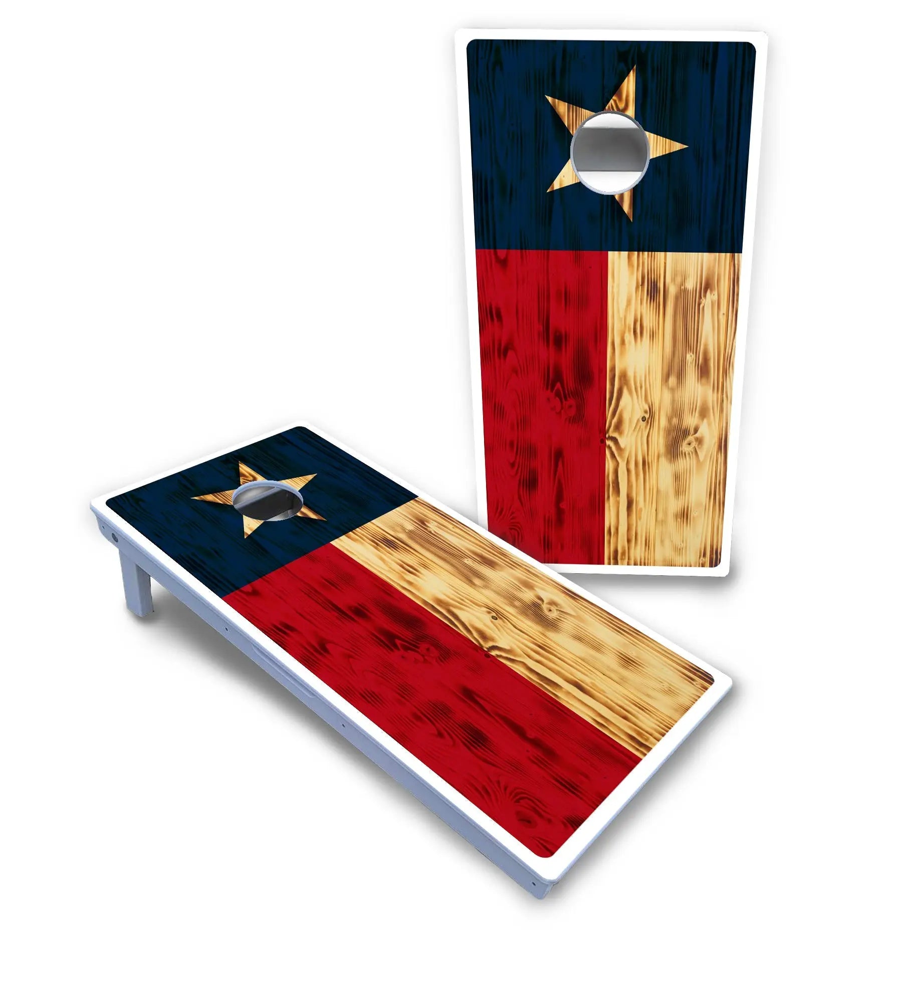 Burnt Texas Flag Cornhole Boards - All Weather Series Cornhole Solutions