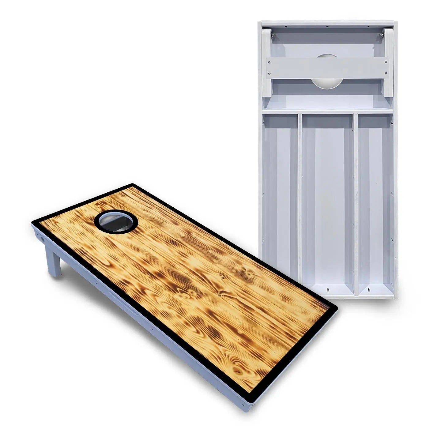 Burnt Wood Black Border Cornhole Boards - All Weather Series Cornhole Solutions