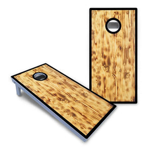 Burnt Wood Black Border Cornhole Boards - All Weather Series Cornhole Solutions