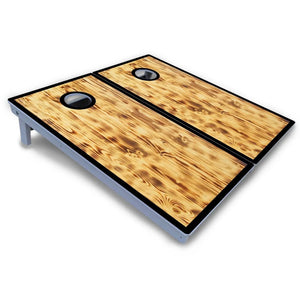 Burnt Wood Black Border Cornhole Boards - All Weather Series Cornhole Solutions