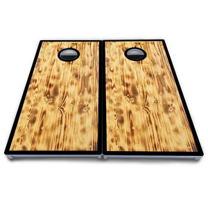 Burnt Wood Black Border Cornhole Boards - All Weather Series Cornhole Solutions