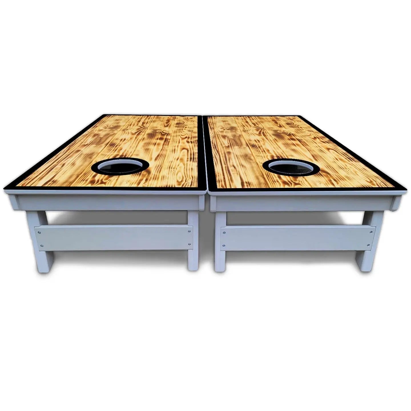 Burnt Wood Black Border Cornhole Boards - All Weather Series Cornhole Solutions