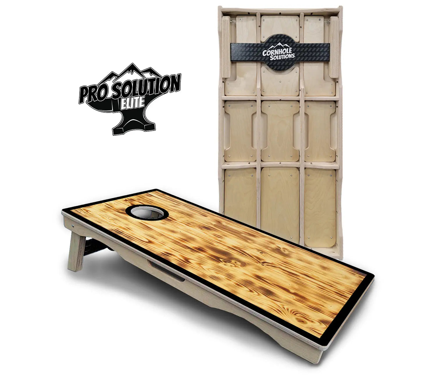 Burnt Wood Black Border Cornhole Boards - Pro Solution Elite Series Cornhole Solutions