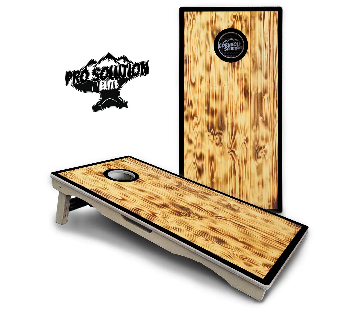 Burnt Wood Black Border Cornhole Boards - Pro Solution Elite Series Cornhole Solutions