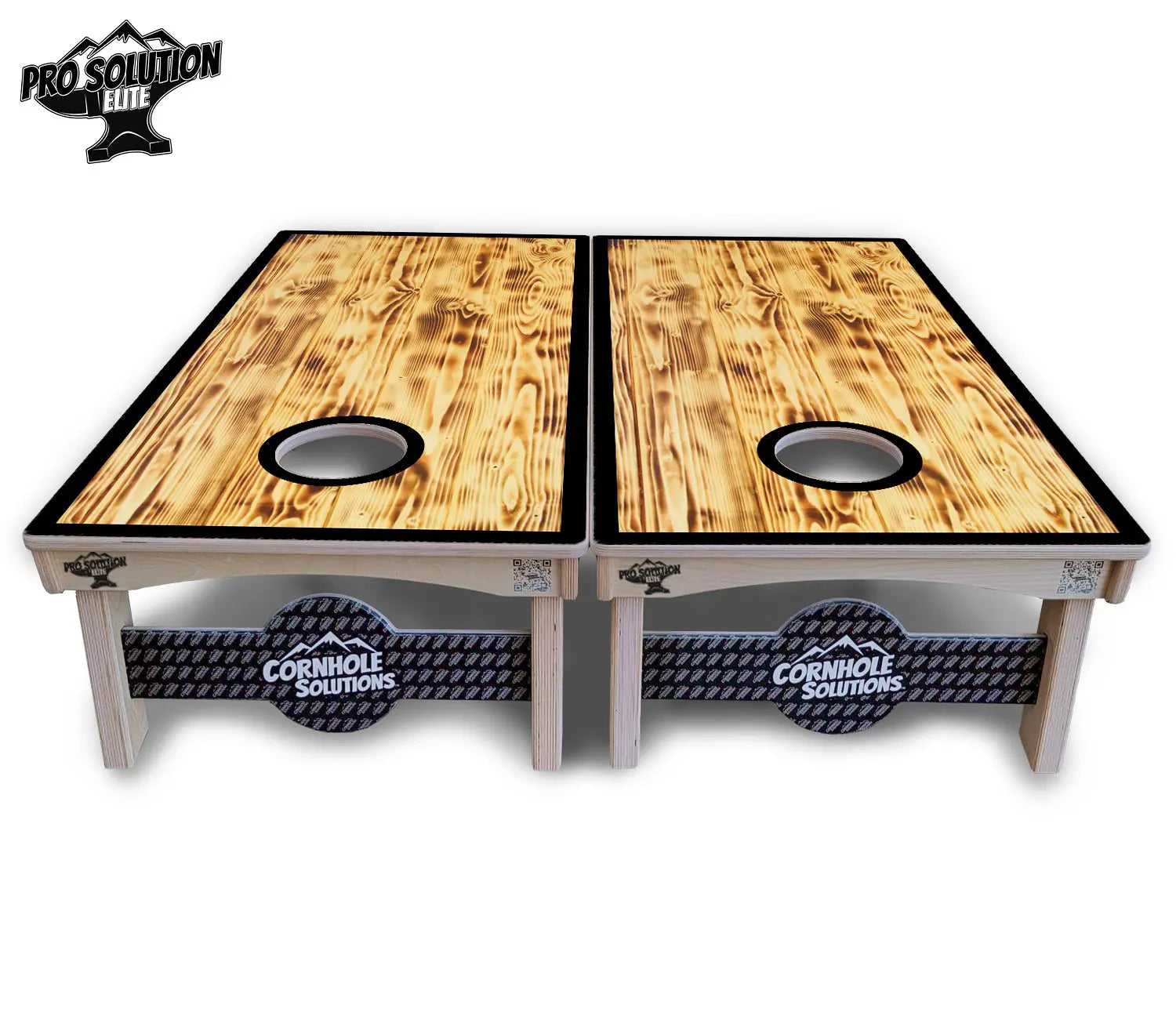 Burnt Wood Black Border Cornhole Boards - Pro Solution Elite Series Cornhole Solutions