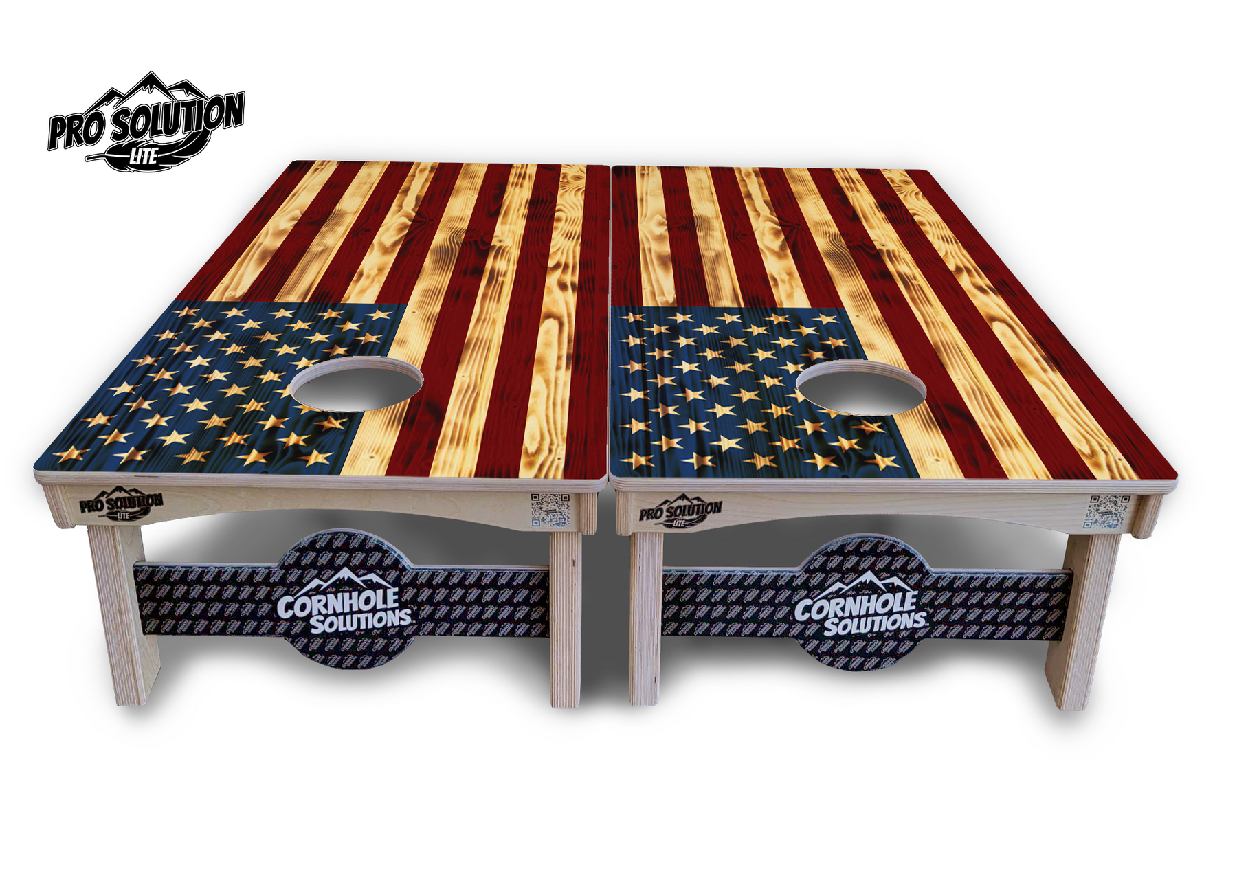 Burnt Color USA Flag Cornhole Boards - Pro Solution Lite Series Cornhole Solutions