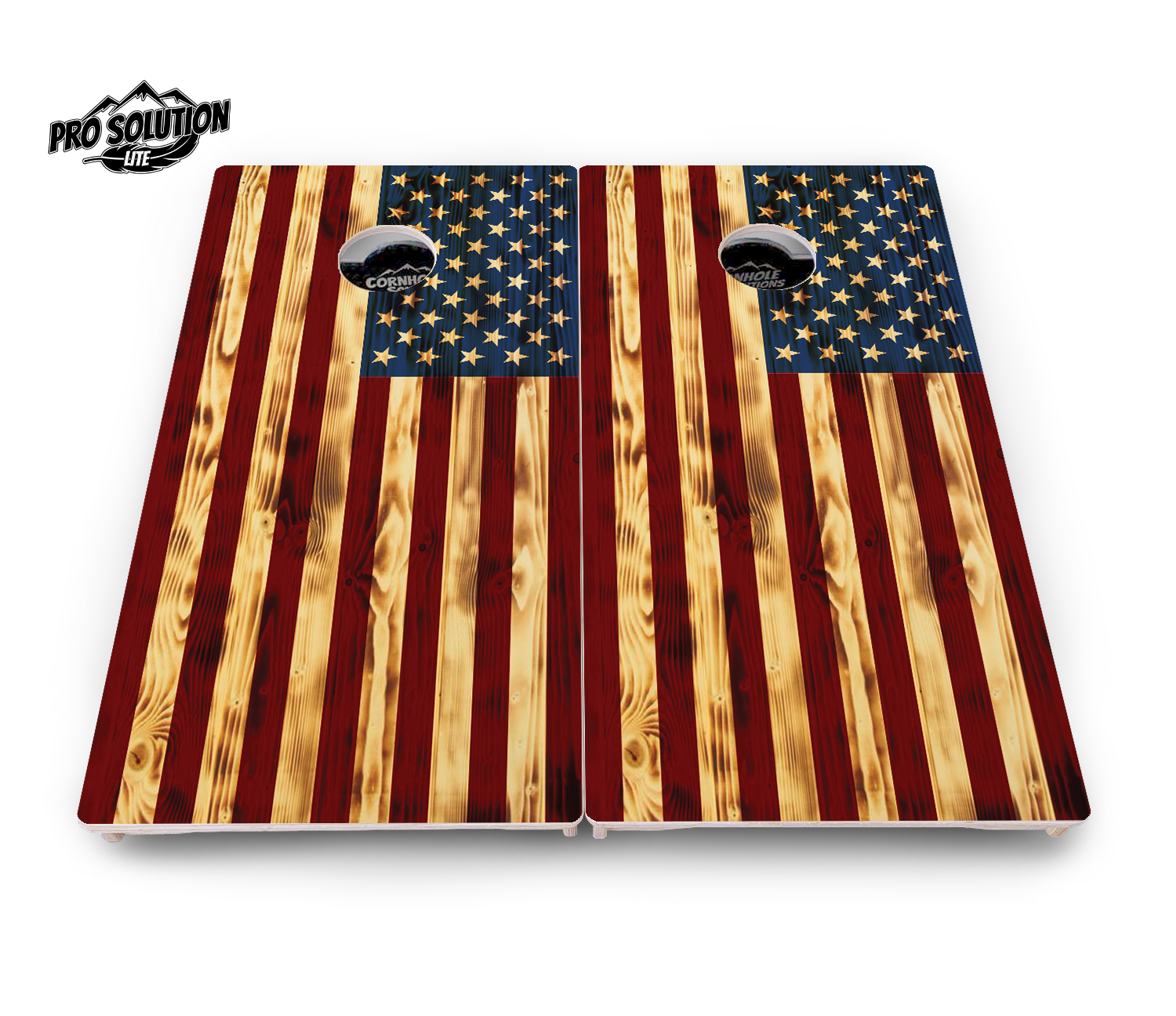 Burnt Color USA Flag Cornhole Boards - Pro Solution Lite Series Cornhole Solutions