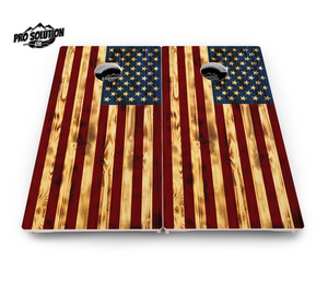 Burnt Color USA Flag Cornhole Boards - Pro Solution Lite Series Cornhole Solutions
