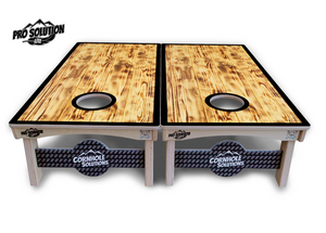 Burnt Wood w/Black Border Cornhole Boards - Pro Solution Lite Series Cornhole Solutions