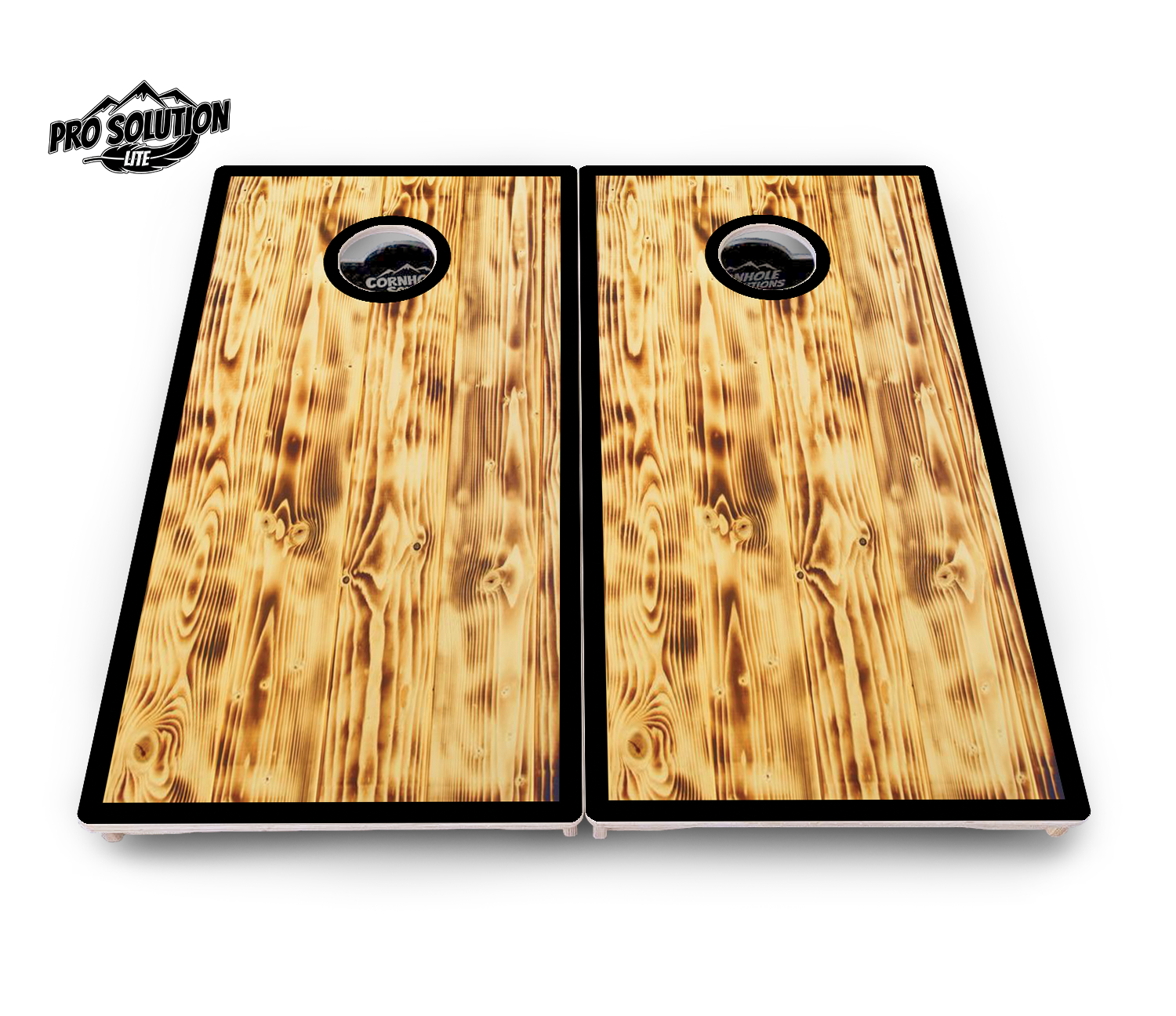 Burnt Wood w/Black Border Cornhole Boards - Pro Solution Lite Series Cornhole Solutions