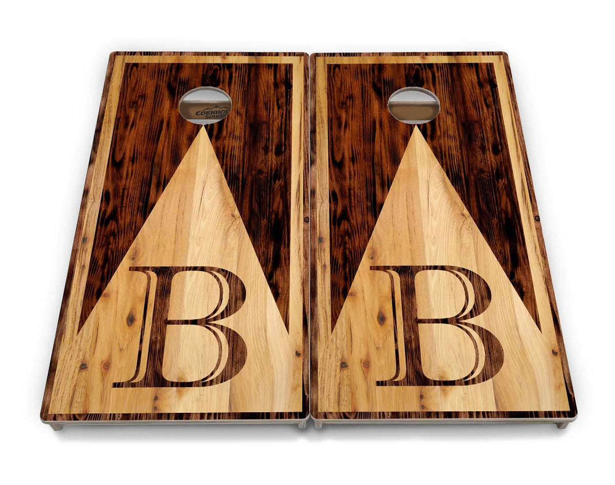 Two-Tone Woodgrain Letter Cornhole Boards – Tournament Series