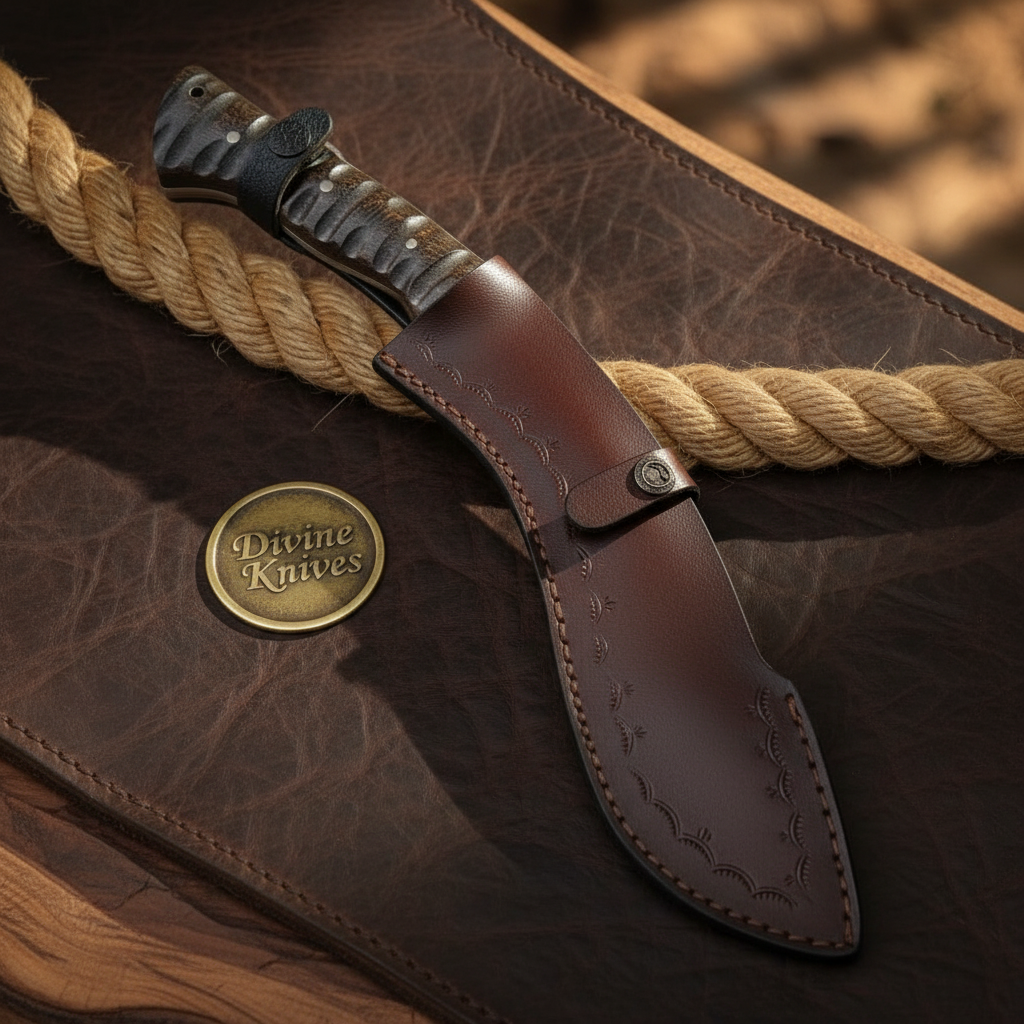 Black Textured Gurkha Kukri for Camp and Outdoor Work by Divine Knives — product view 1